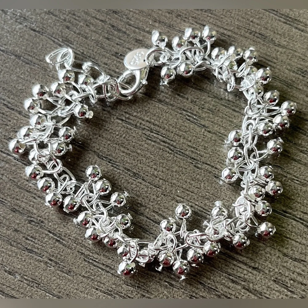 Elegant Sterling Silver 925 Women's Beaded Bracelet 🌿🆕🌿